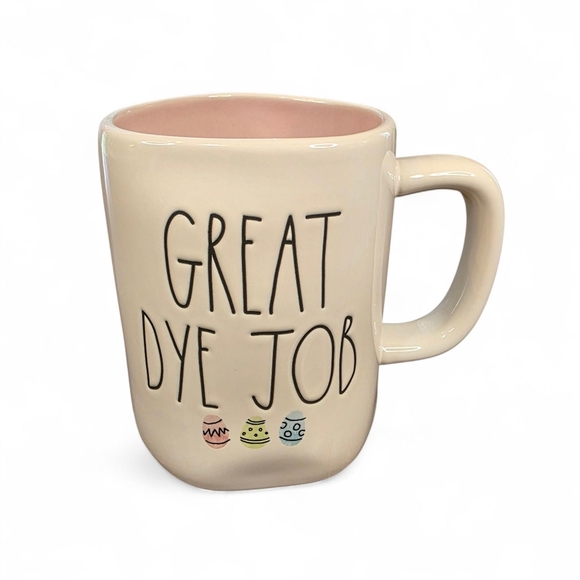 🐣 RAE DUNN "Great Dye Job" Mug – Easter Spring Pastel Eggs – Pink Interior - Picture 1 of 5